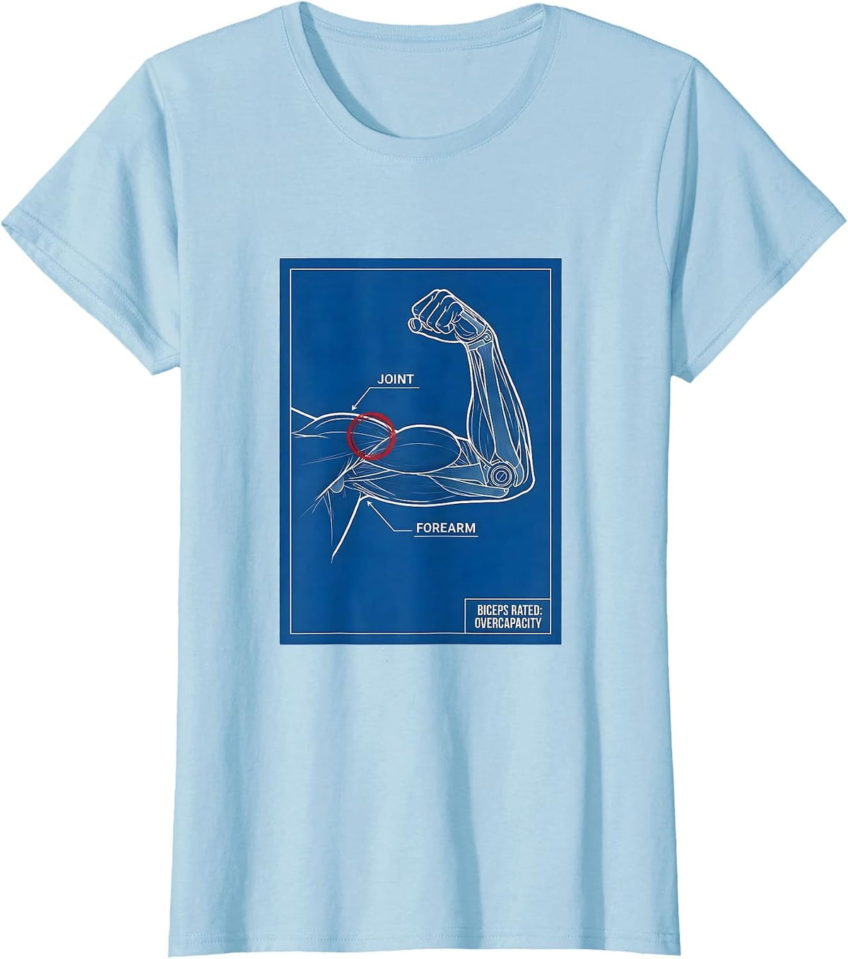 Biceps Rated: Overcapacity Technical Blueprint Gym T-Shirt - Baby Blue