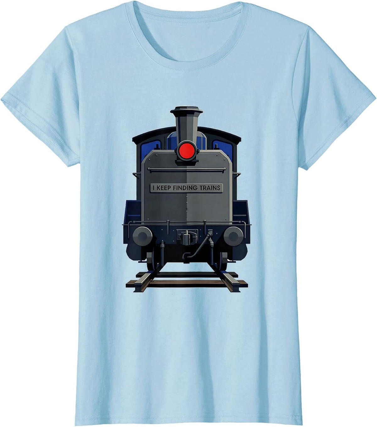 Women's I Keep Finding Trains Geometric Train Enthusiast Deadpan T-Shirt - Baby Blue
