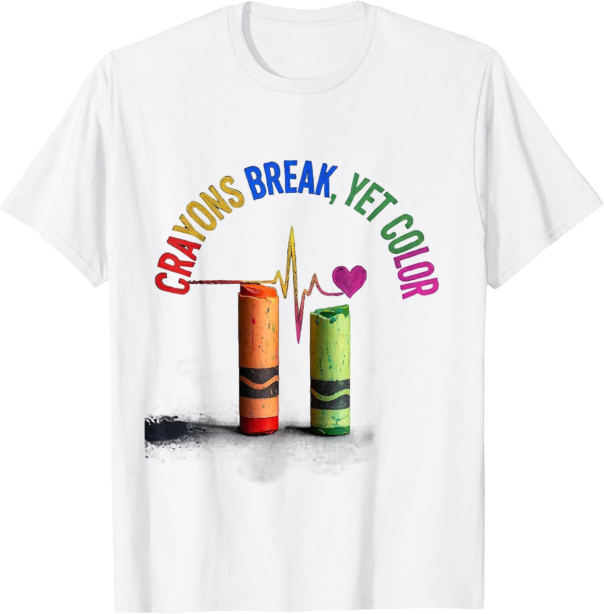 Men's Crayons Break Yet Color Mental Health Awareness Supporter T-Shirt - White