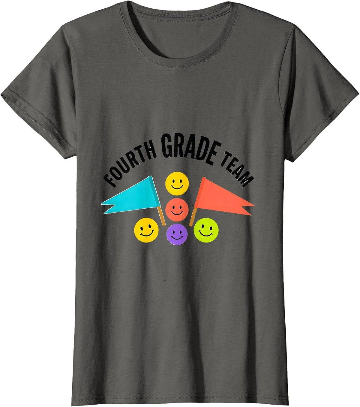 Women's Fourth Grade Team Back to School Student Teacher Crew T-Shirt - Asphalt Grey