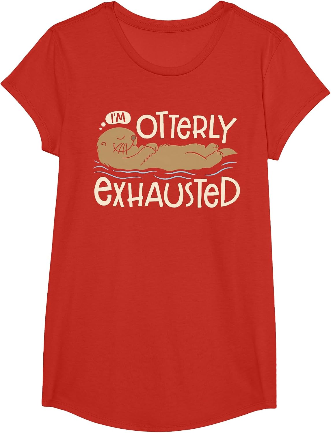 I'm Otterly Exhausted Sea Otter Lovers Men Women Funny Pun T-Shirt - Girls Red