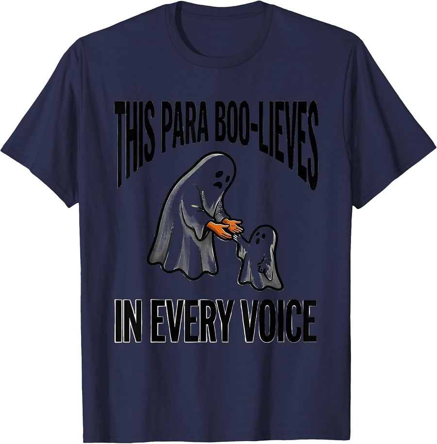 This Para Boo-lieves In Every Voice Playful Paraprofessional T-Shirt - Navy Blue
