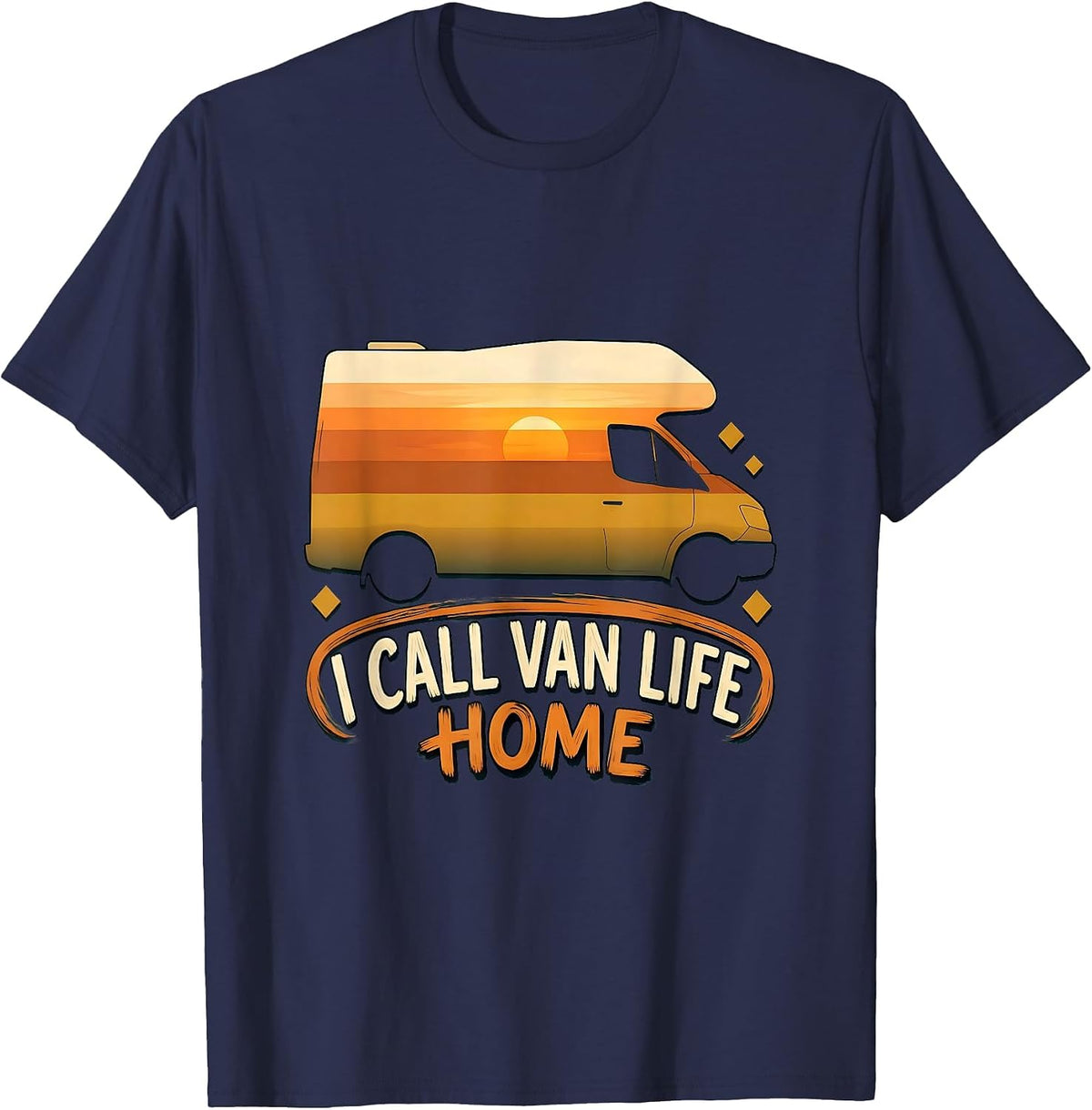 Men's I Call Van Life Home Retro Van Dwellers Nomads Gift T-Shirt - Navy Blue