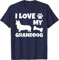 I Love My Granddog Corgi Grandmother Grandfather Dog T-Shirt - Navy Blue