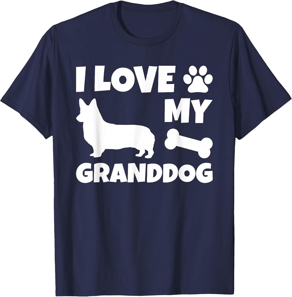 I Love My Granddog Corgi Grandmother Grandfather Dog T-Shirt - Navy Blue