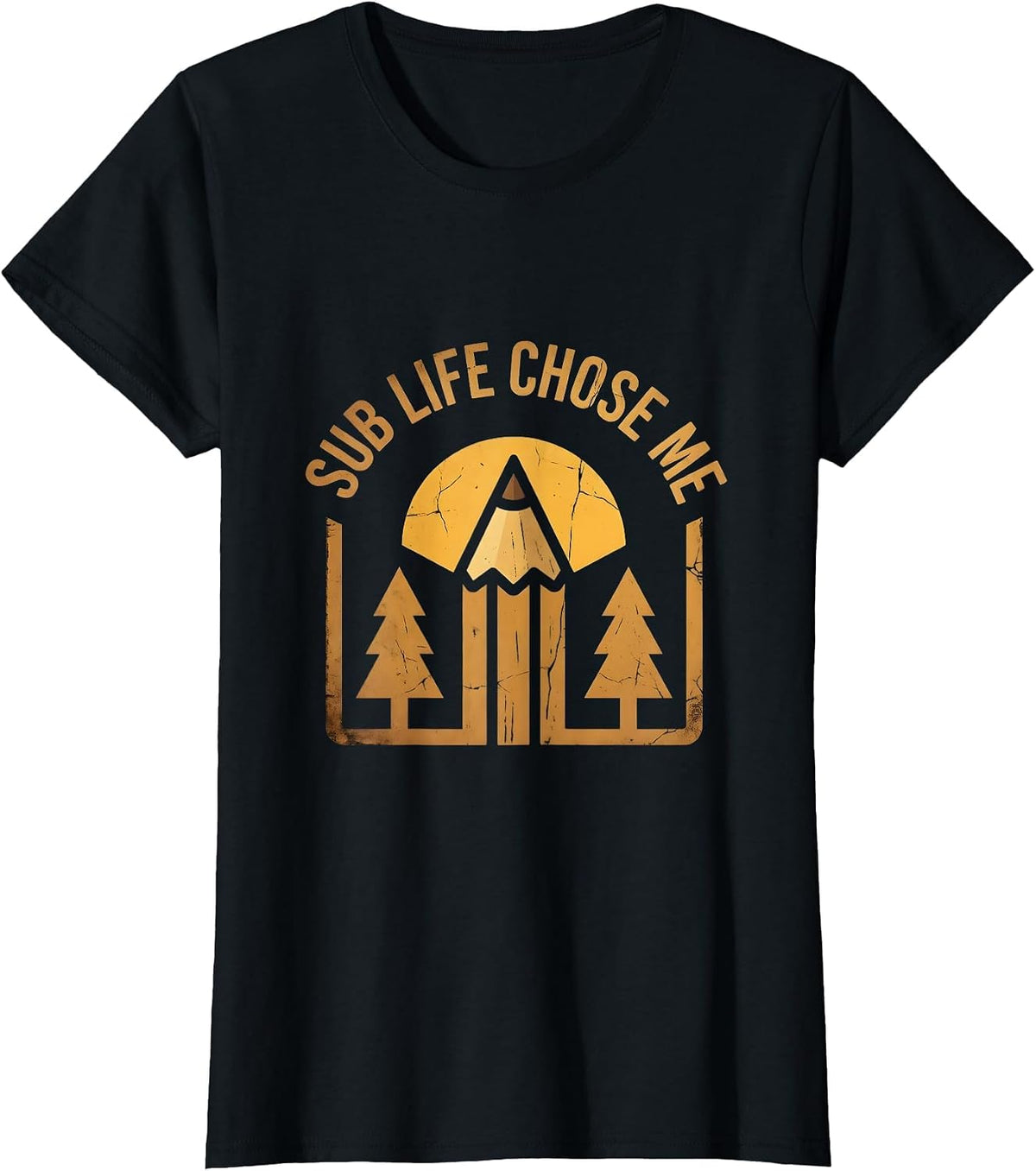 Sub Life Chose Me Substitute Teacher Design T-Shirt - Black