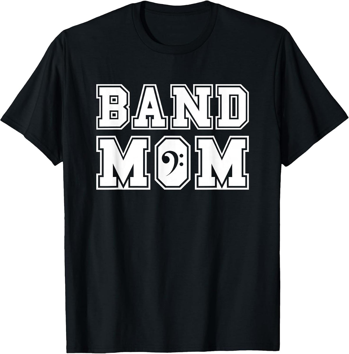 Marching Band Mom Bass Clef Parent Helper Low Brass T-Shirt - Black