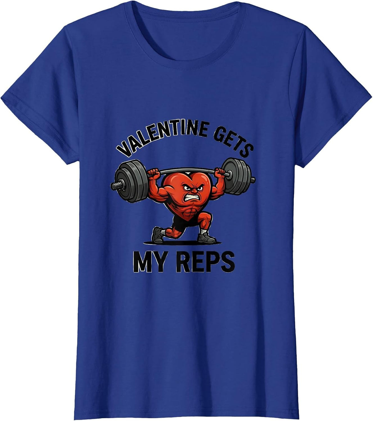 Women's Valentine Gets My Reps Funny Gym Heart Weightlifting T-Shirt - Royal Blue