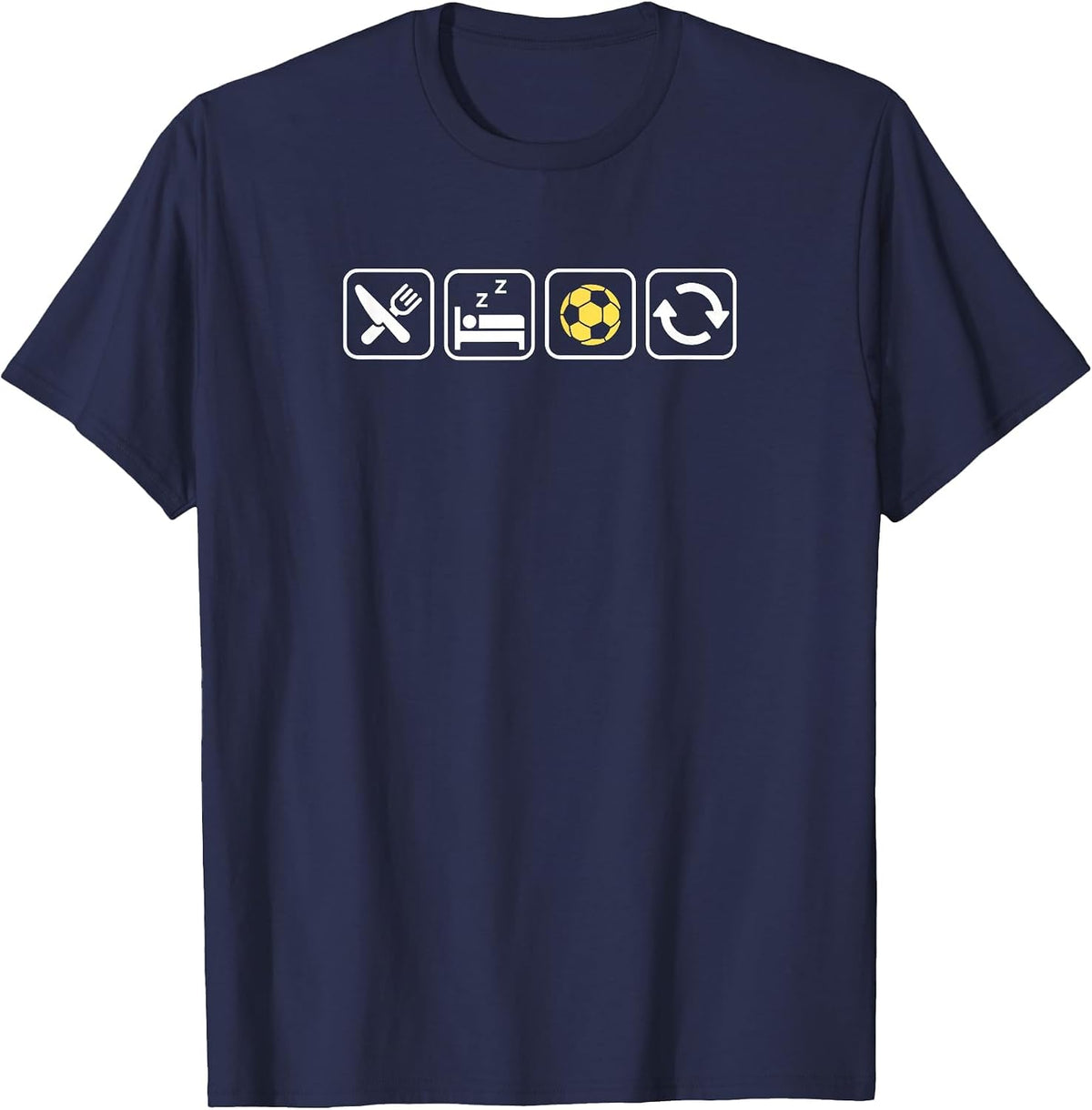 Eat Sleep Soccer Repeat | Fun Apparel for Soccer Lovers T-Shirt - Navy Blue