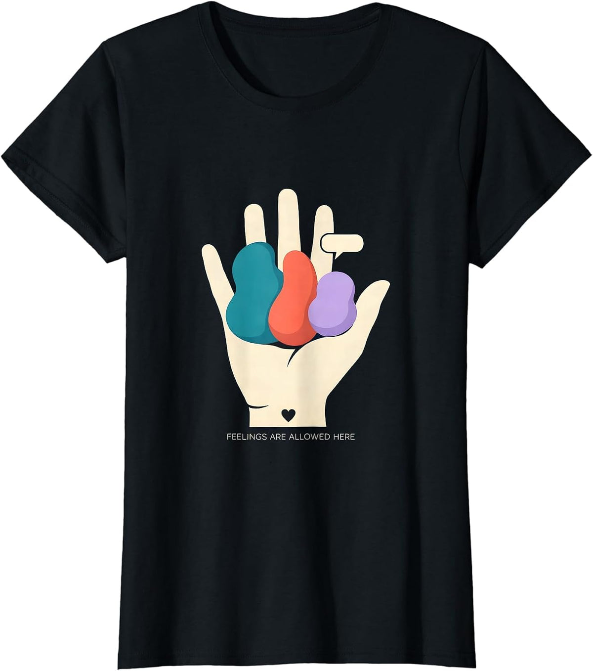 Feelings Are Allowed Here Inspirational Mental Health T-Shirt - Black