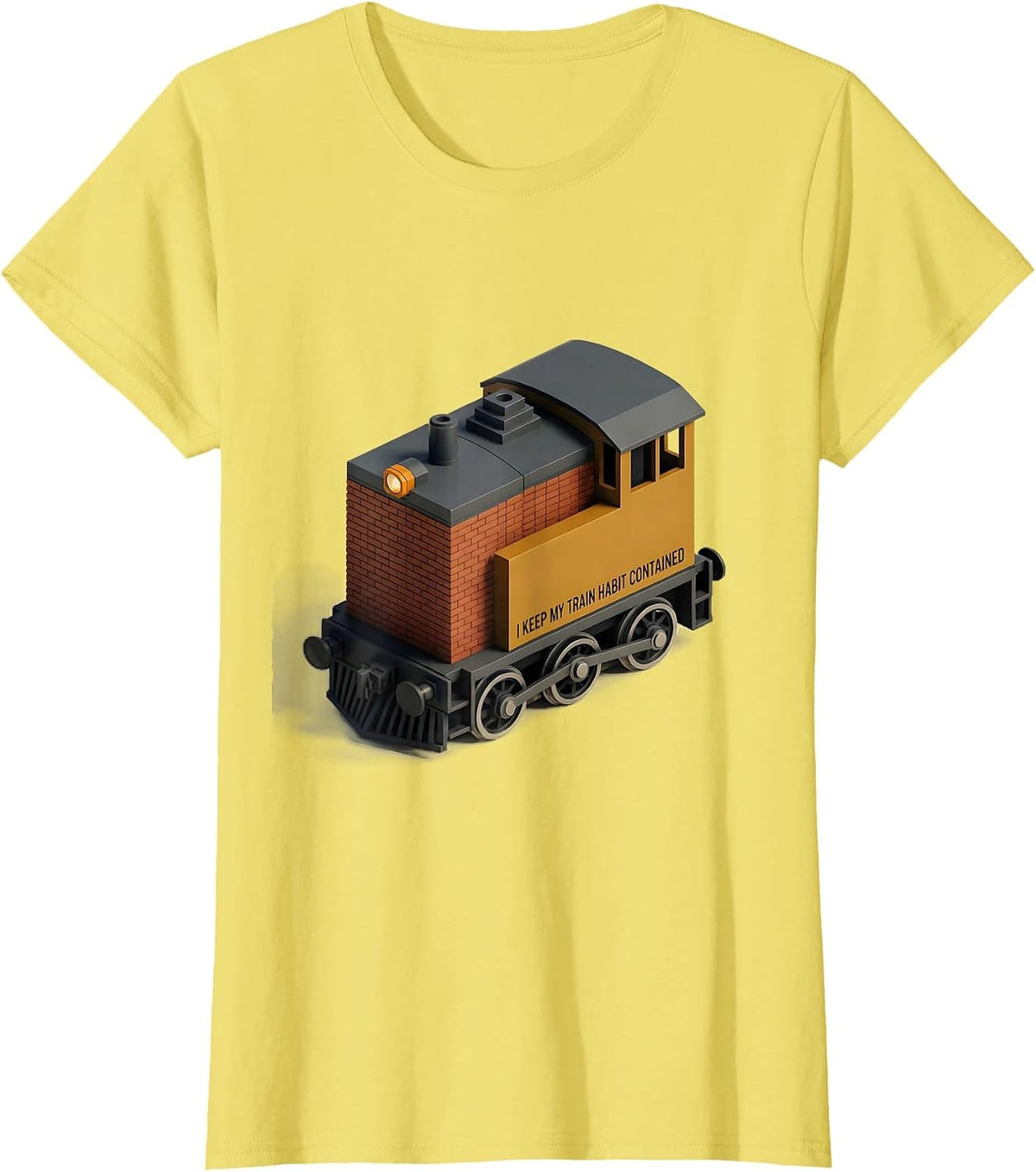 I Keep My Train Habit Contained Funny Train Enthusiast Model T-Shirt - Lemon Yellow