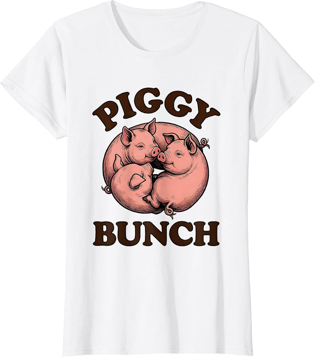Piggy Bunch Funny Pig Farm Animal Lover Cute Humor T-Shirt - White