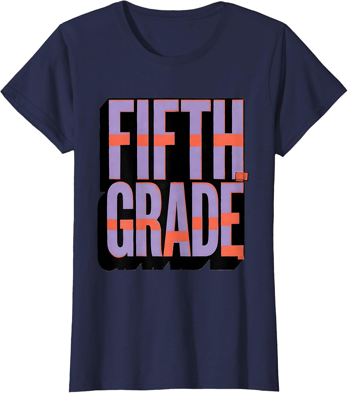 Women's Fifth Grade Teacher Blue Patchwork Back To School Girls T-Shirt - Navy Blue