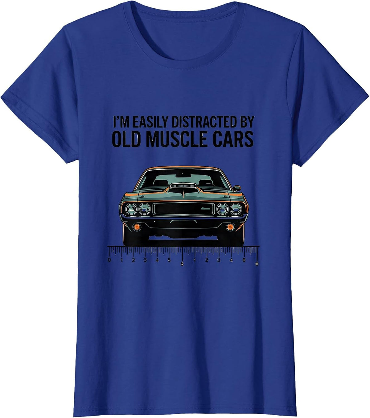 Women's I'm Easily Distracted By Old Muscle Cars Vintage Car Guy T-Shirt - Royal Blue