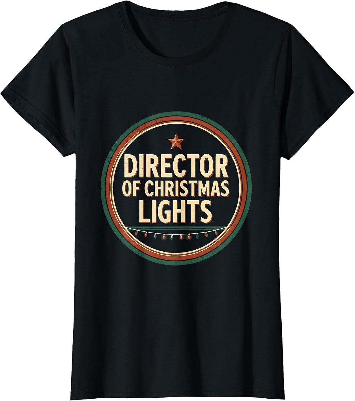 Women's Director Of Christmas Lights Vintage Funny Family Matching T-Shirt - Black