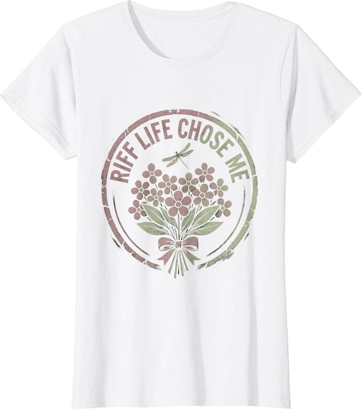 Women's Riff Life Chose Me Metal Band Graphic Design T-Shirt - White