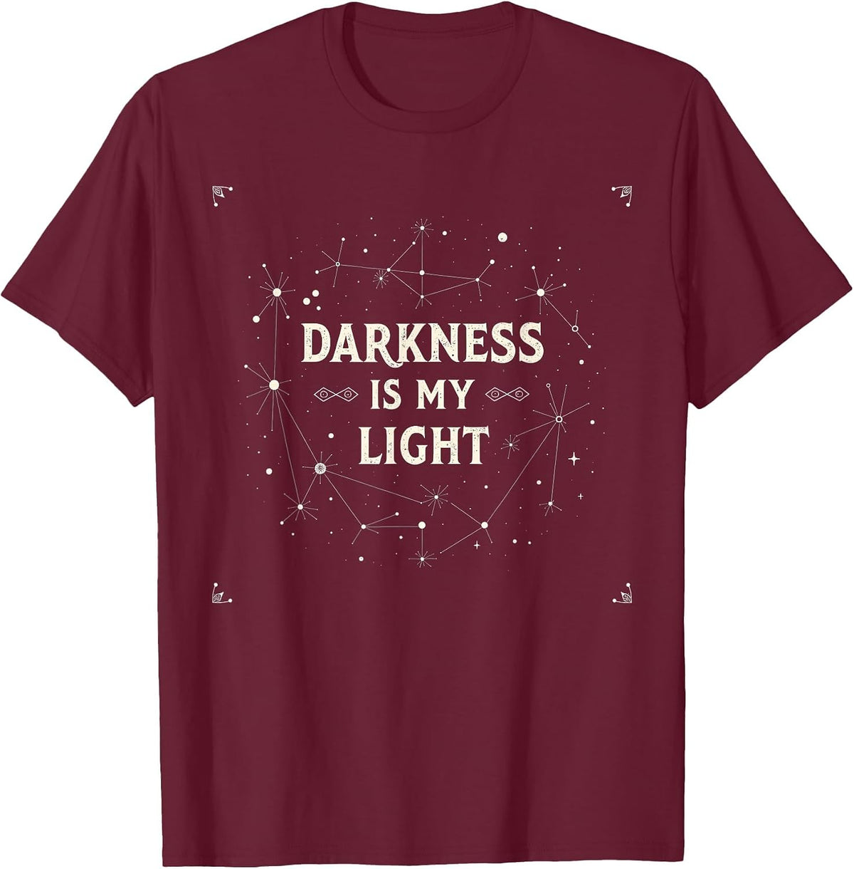 Mens Gothic Graphic Tees Darkness is My Light Emo Gothic Design T-Shirt - Burgundy