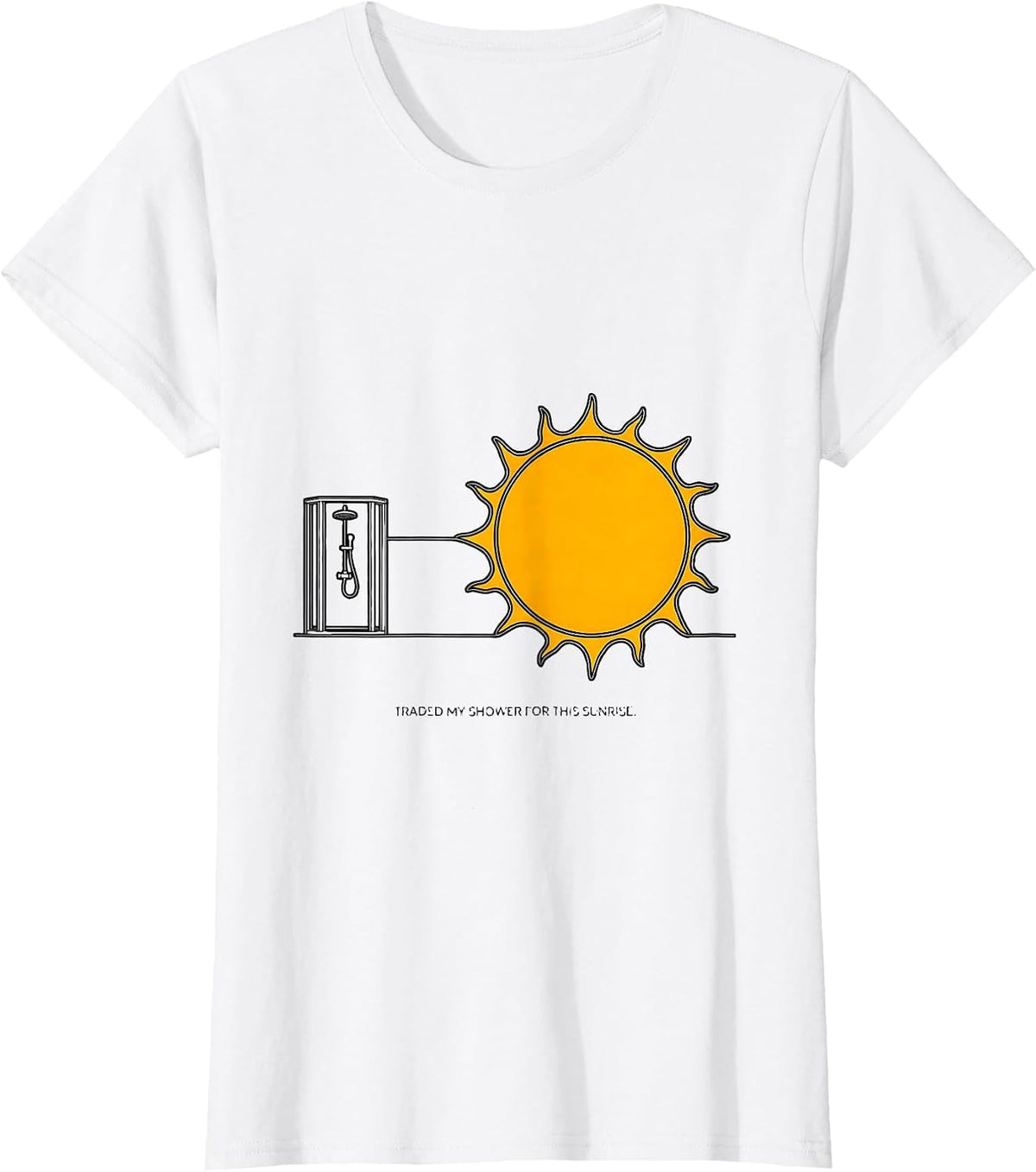 Women's Traded My Shower For This Sunrise Vintage Van Life Road Trip T-Shirt - White