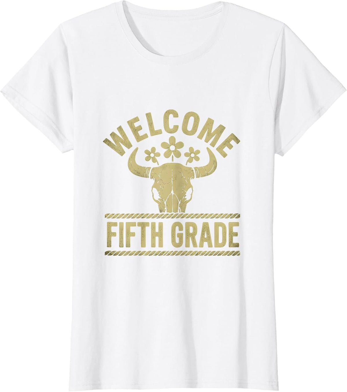 Women's Welcome Fifth Grade Boho Western Teacher Back To School T-Shirt - White