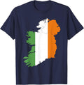 Irish Map and Flag of Ireland Heritage St. Patrick's Day T-Shirt - Navy Blue