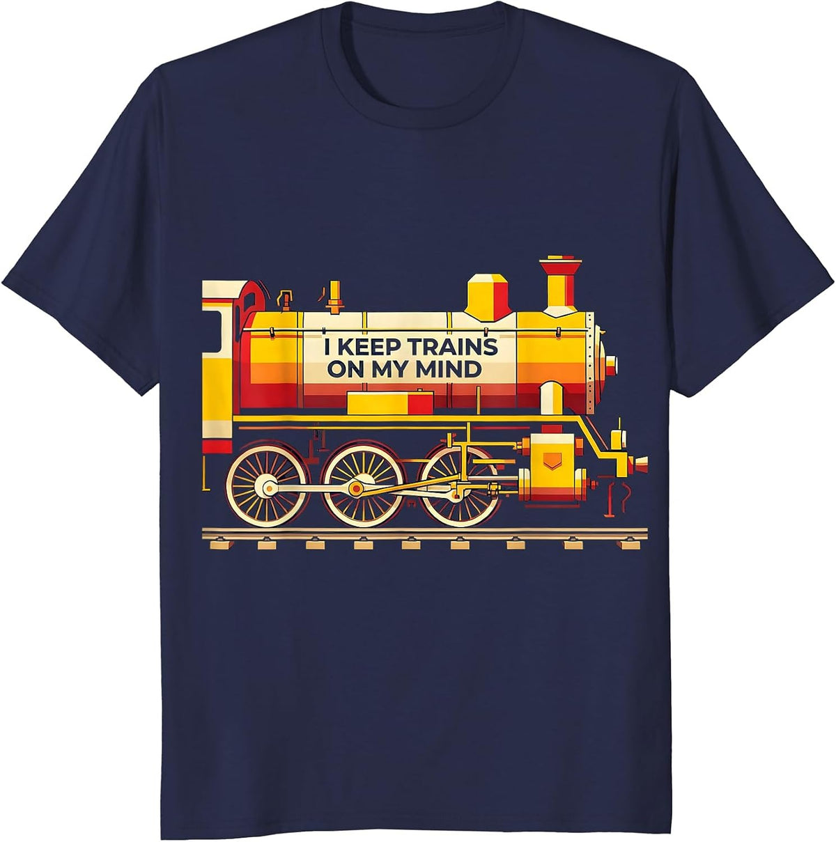 I Keep Trains On My Mind Funny Train Enthusiast Locomotive T-Shirt - Navy Blue