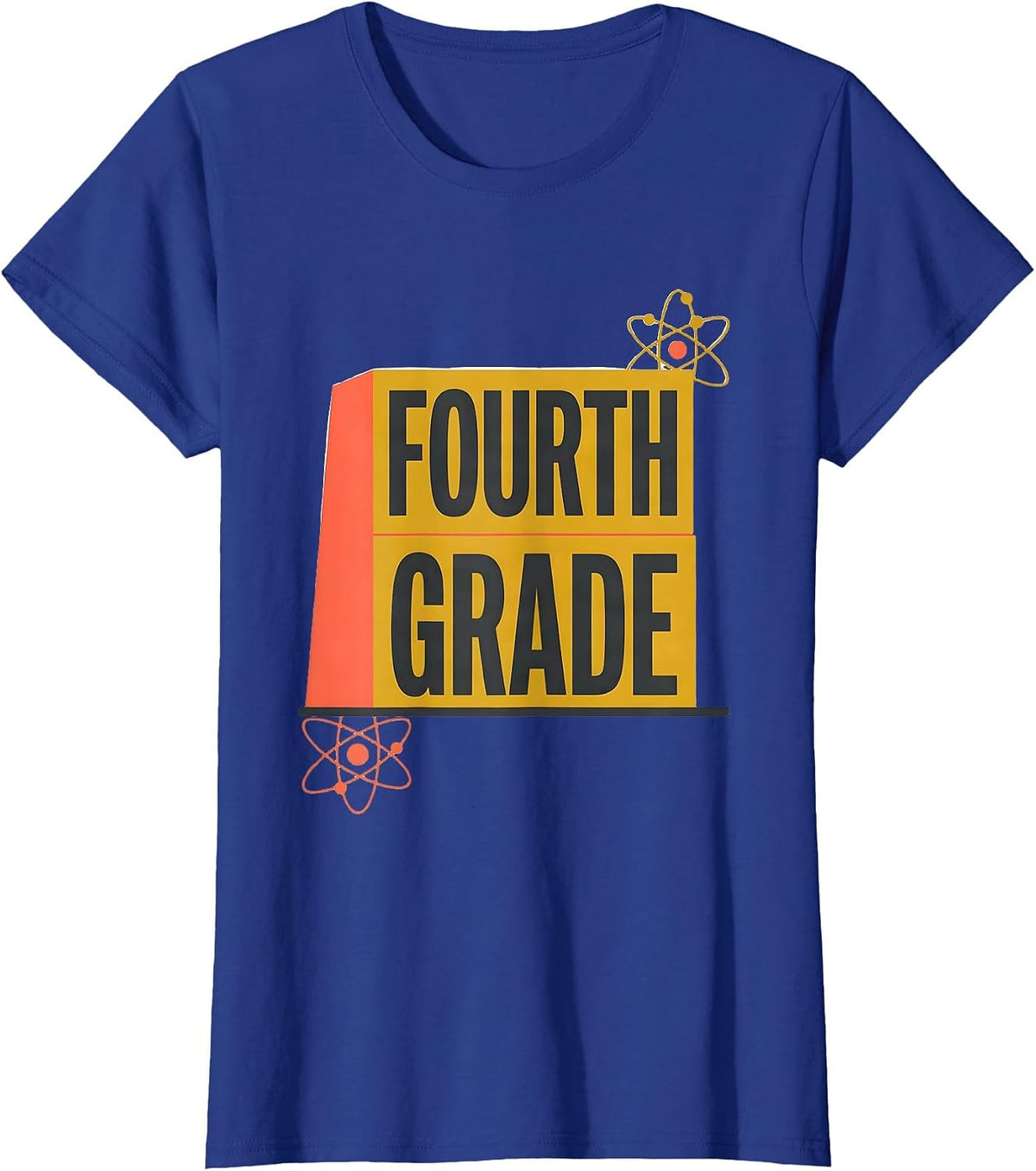 Women's Fourth Grade Retro Midcentury Modern Teacher Student Back T-Shirt - Royal Blue