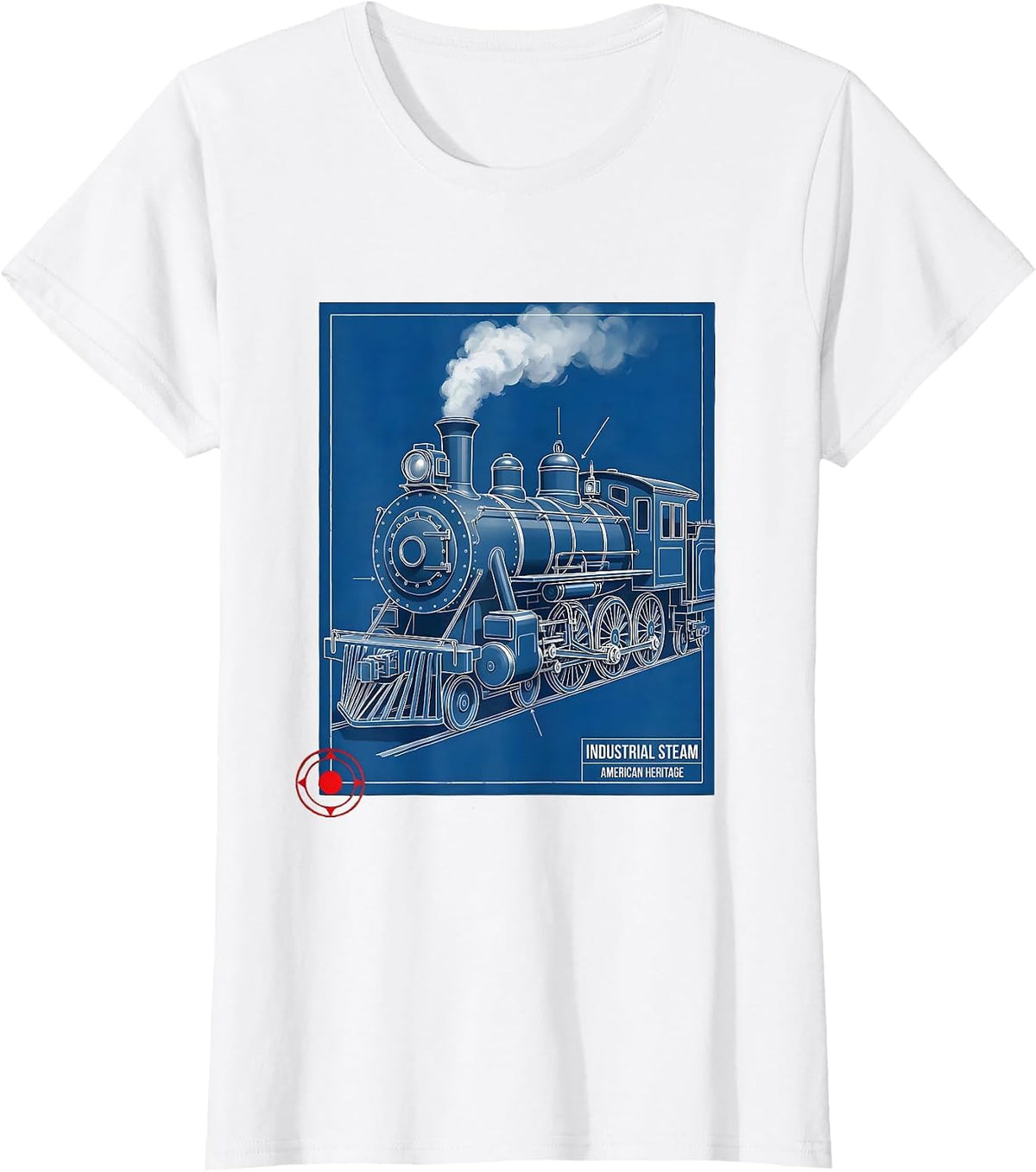 Women's Industrial Steam American Heritage Steam Locomotive Train T-Shirt - White