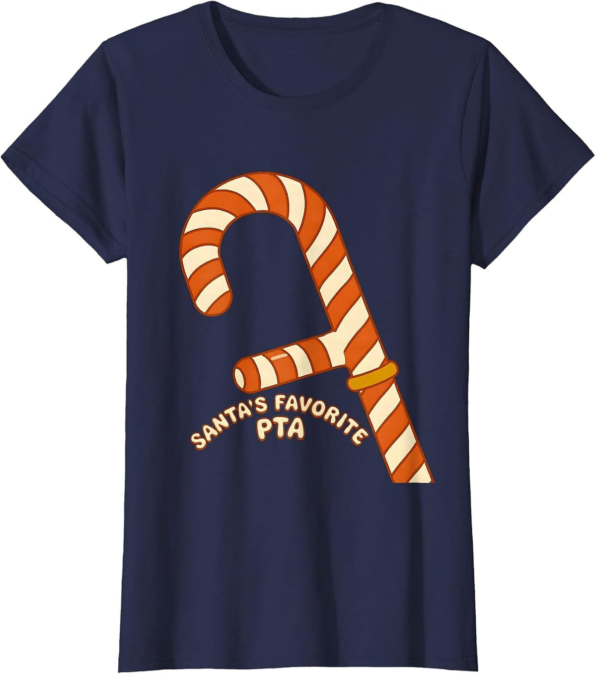 Women's Santa's Favorite PTA Retro 70s Physical Therapy Christmas T-Shirt - Navy Blue