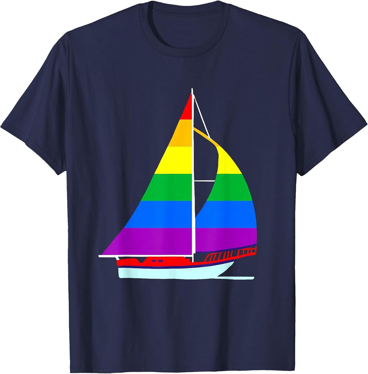 Gay Pride Sailboat Gay Sailor T-Shirt - Navy Blue