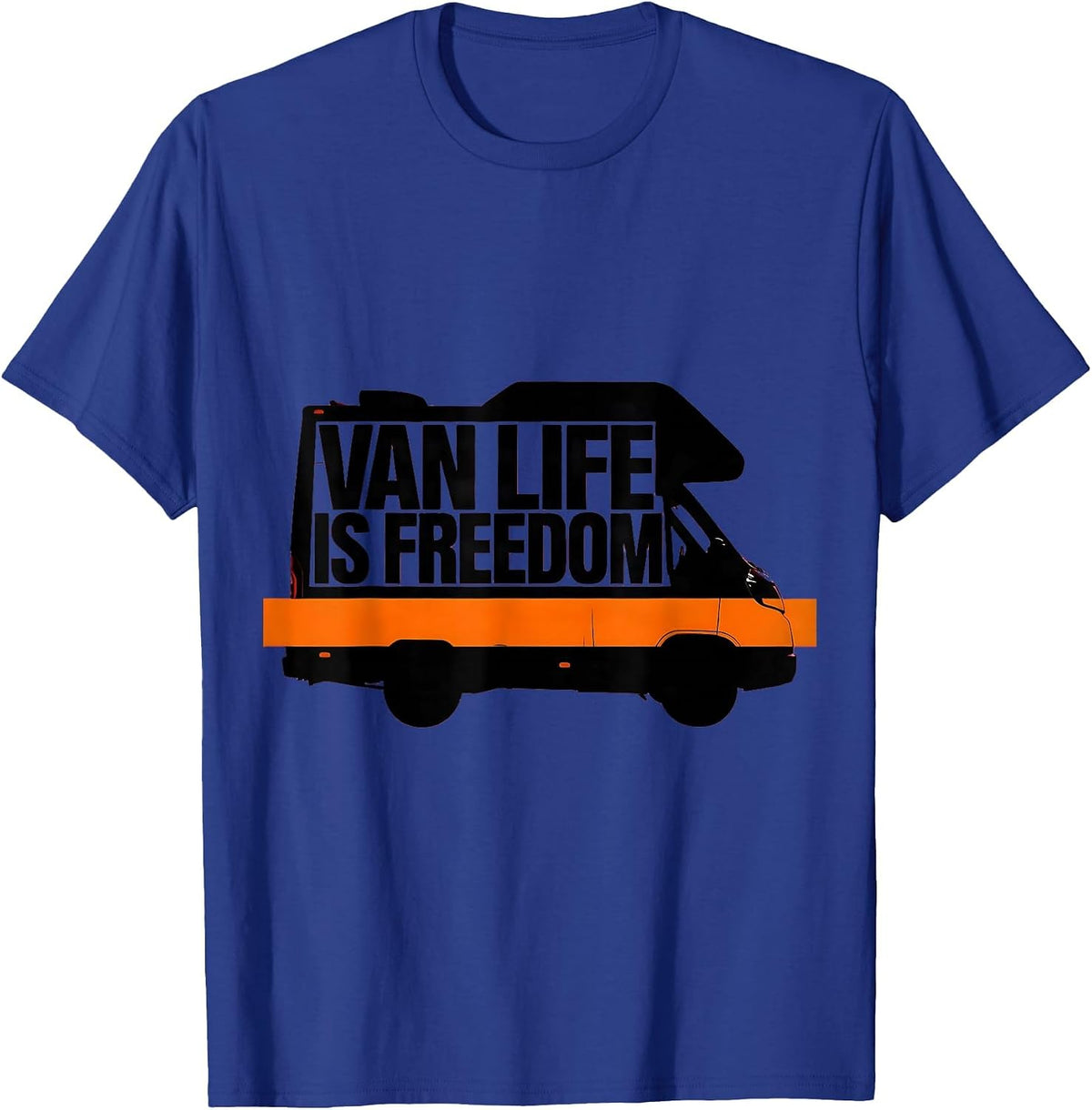 Van Life Is Freedom Brutalist Van Dwellers Nomad Retro T-Shirt - Royal Blue