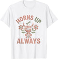 Men's Horns Up Always Metal Music Graphic Design T-Shirt - White