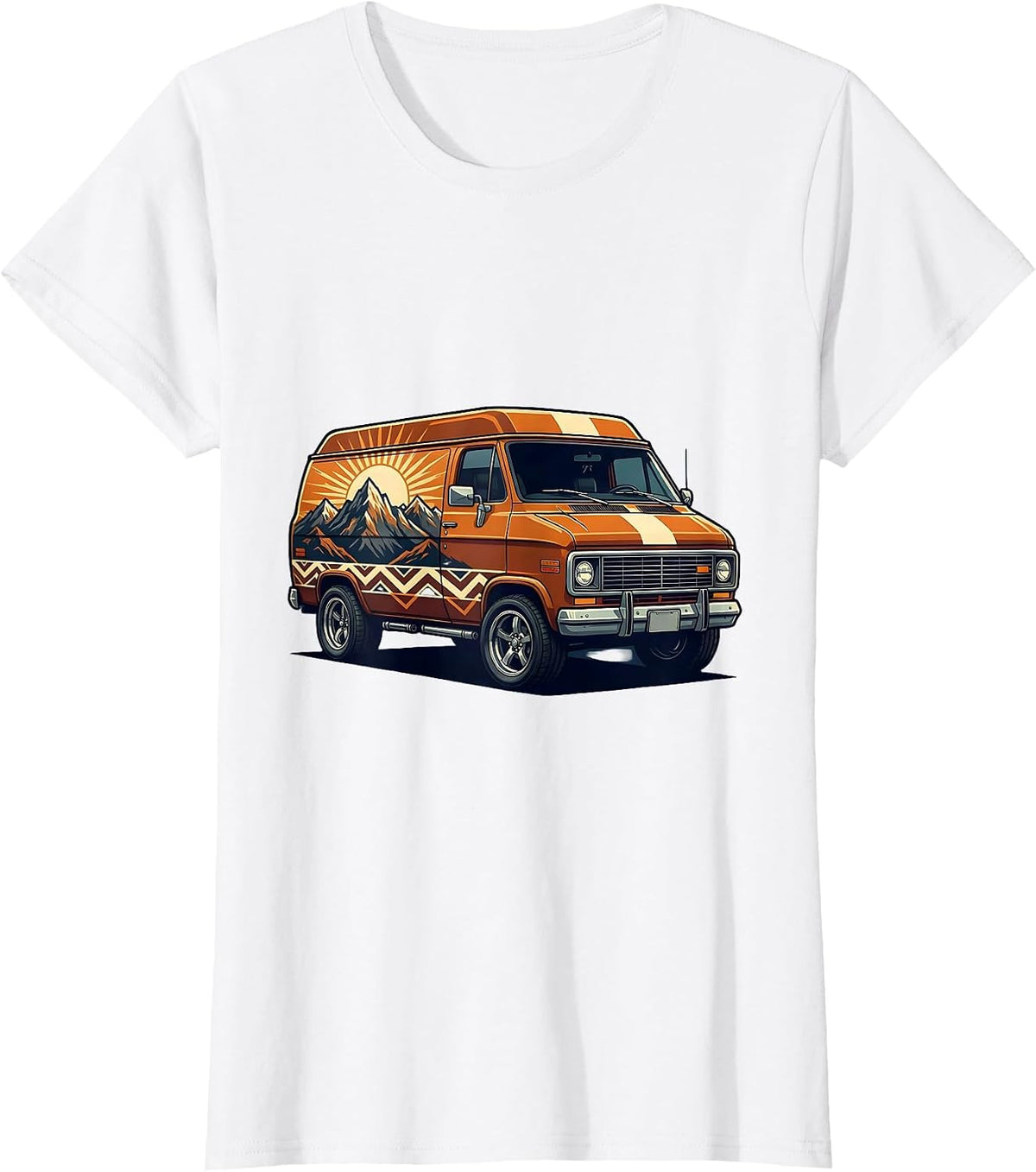 Vintage Van Sunset Mountain Mural 70s Graphic T-Shirt - White