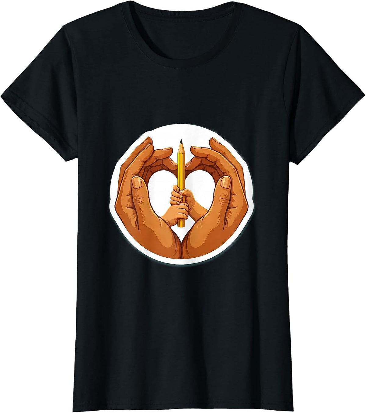 Women's Paraprofessional Guiding Hands Illustration T-Shirt - Black