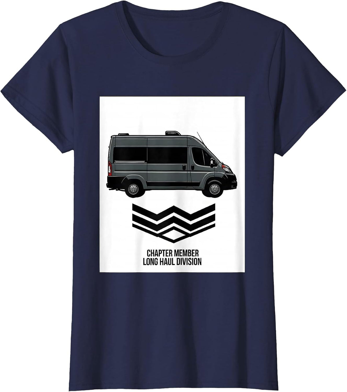 Women's Chapter Member Long Haul Division Retro Van Life Nomad Humor T-Shirt - Navy Blue