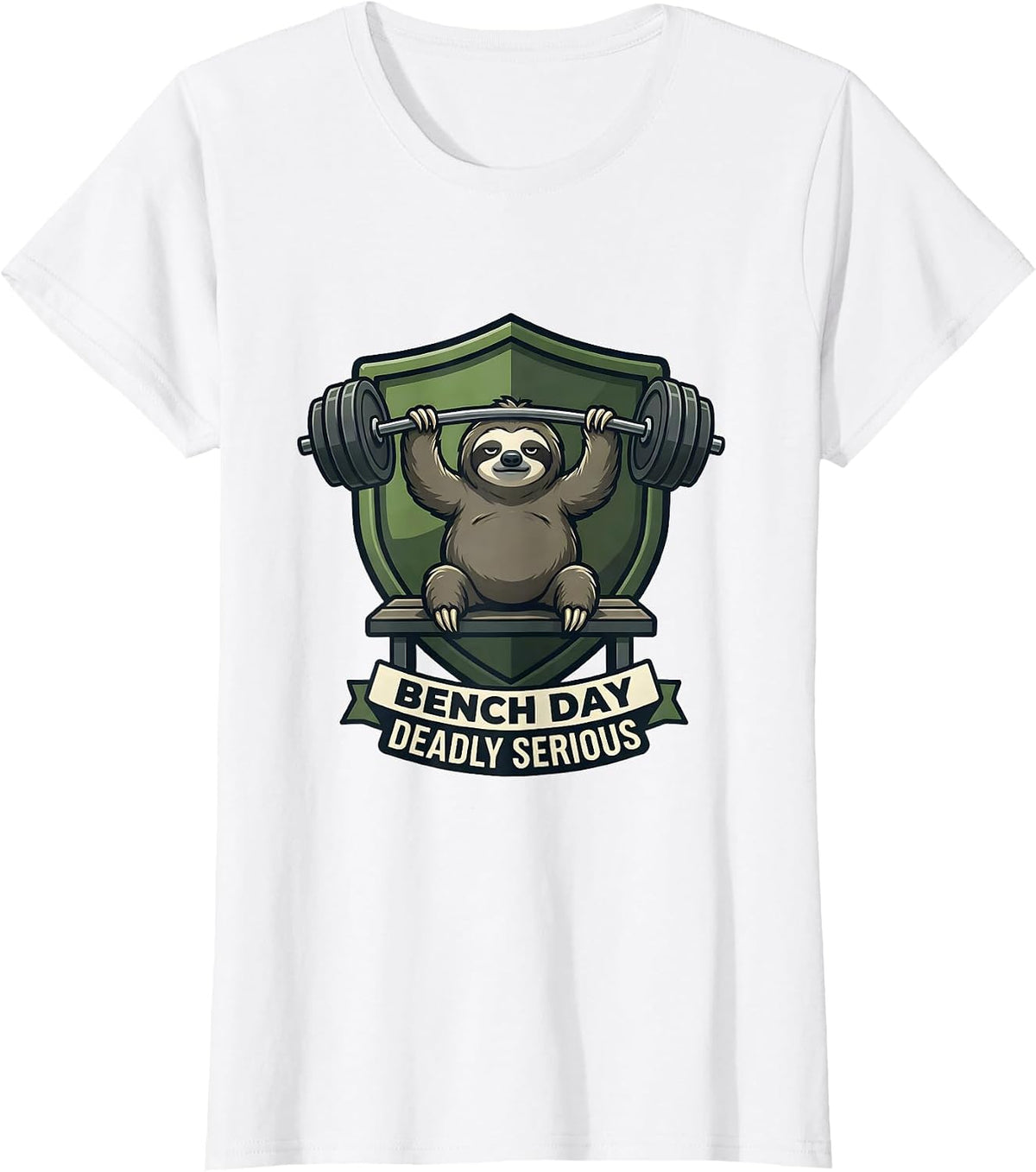 Women's Bench Day Deadly Serious Funny Gym Weightlifting Workout T-Shirt - White