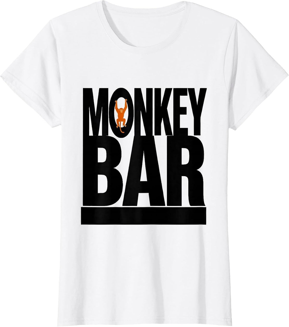 MONKEY BAR Brutalist Gym Workout Animal Pun Humor T-Shirt - White