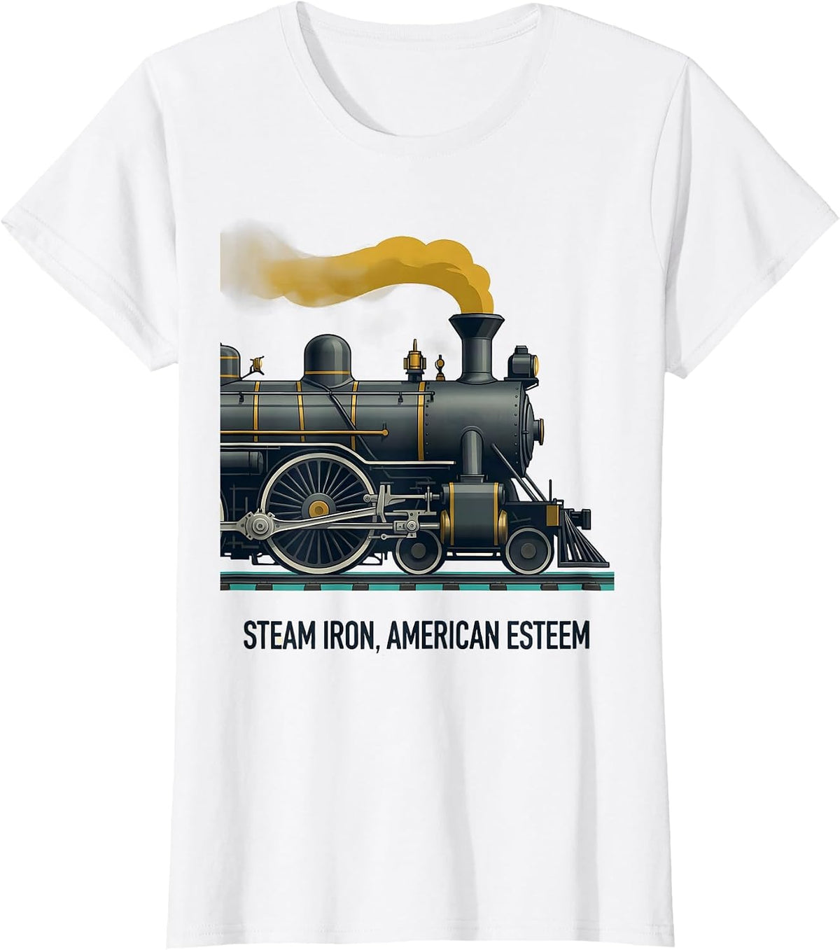 Steam Iron American Esteem Midcentury Modern Big Boy Train T-Shirt - White