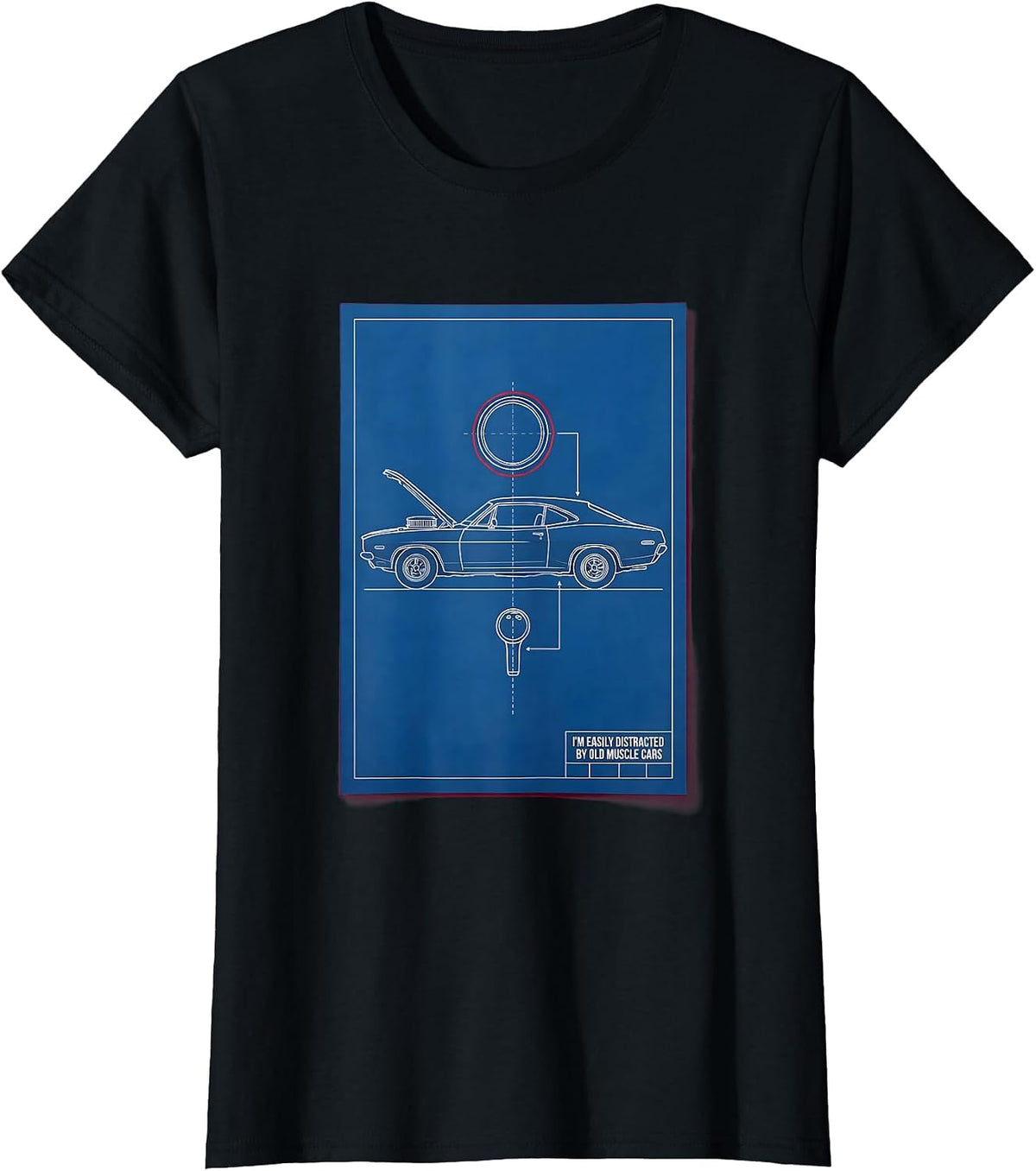 I'm Easily Distracted By Old Muscle Cars Vintage Car Guy T-Shirt - Black