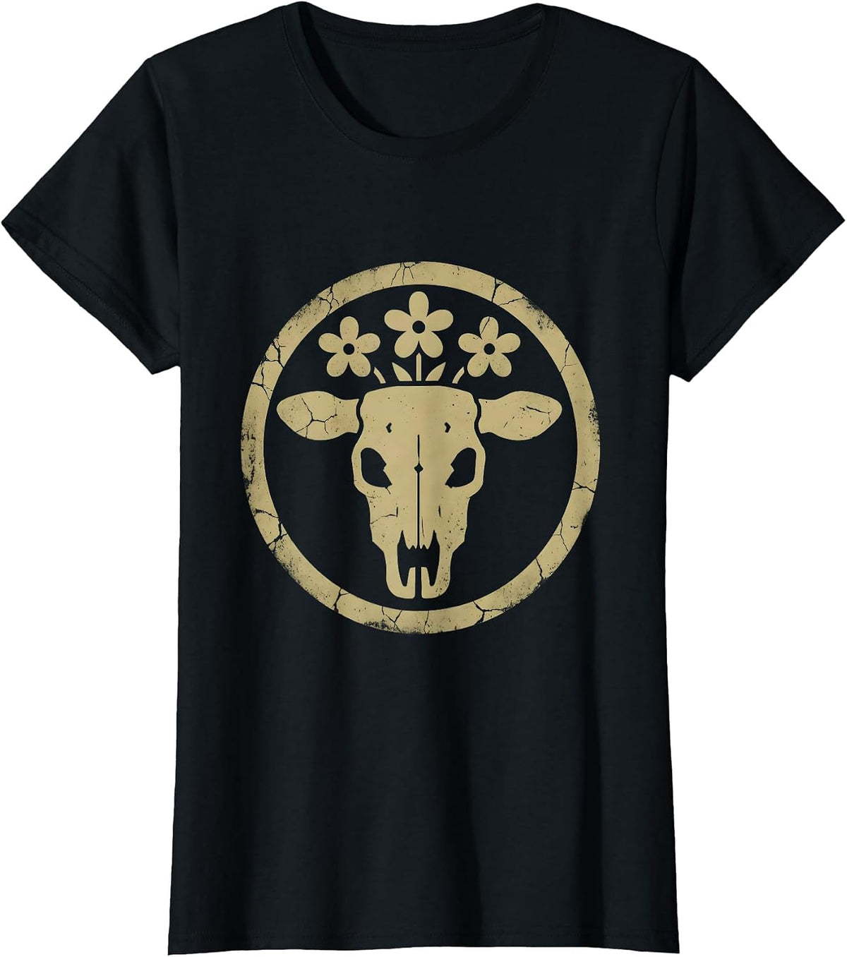 Women's Cowgirl Bucking Bronco Sunset Western Rodeo T-Shirt - Black