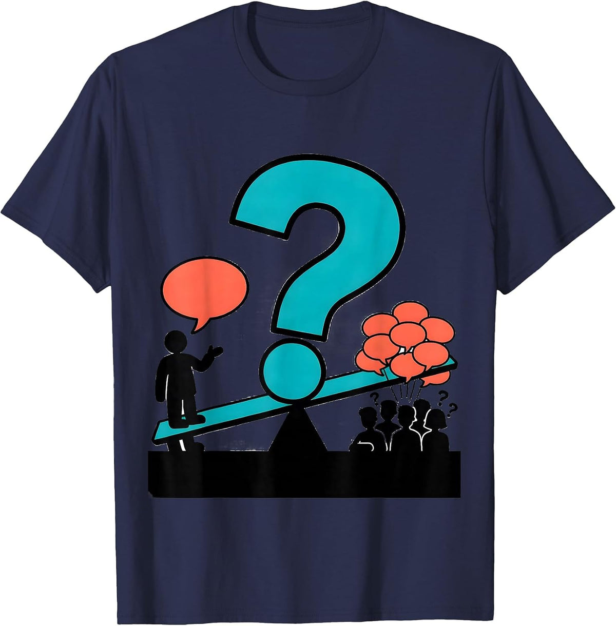 Men's Question Mark Teacher Funny Grammar Humor Gift T-Shirt - Navy Blue