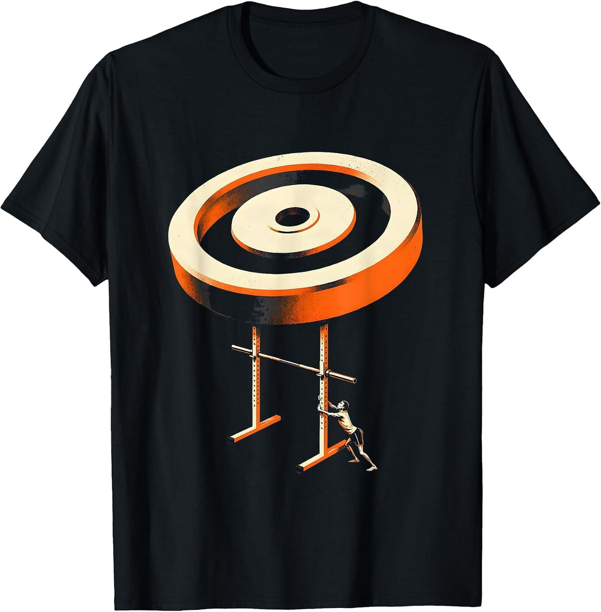Men's Geometric Weight Plate Funny Gym Workout Humor T-Shirt - Black