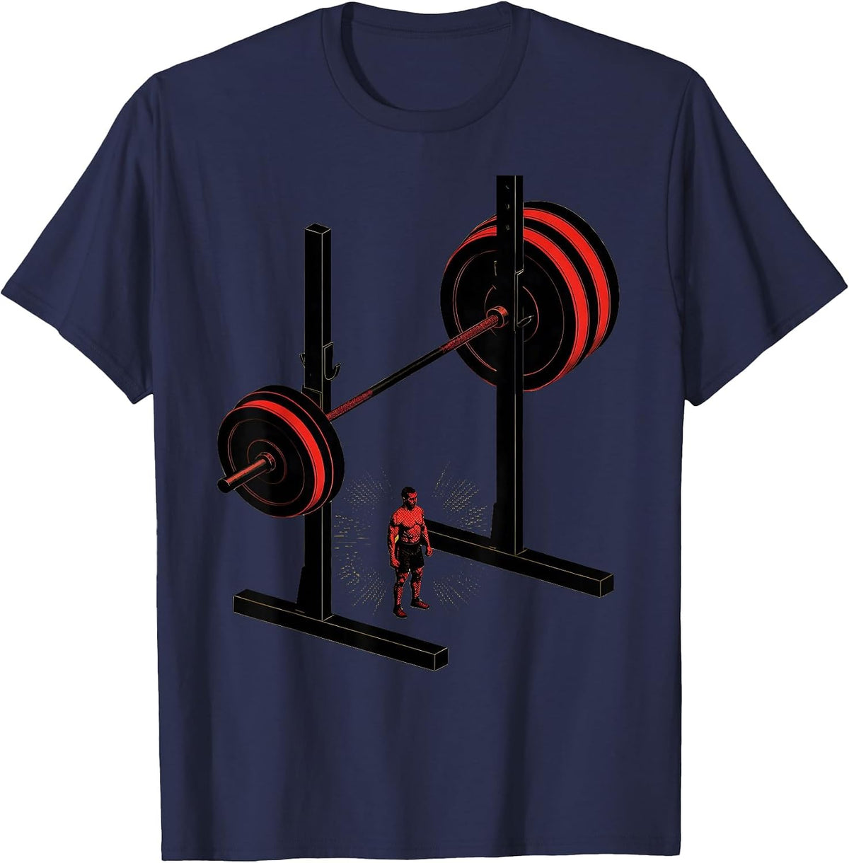 Squat Rack Workout Gym Humor Deadpan Fitness T-Shirt - Navy Blue