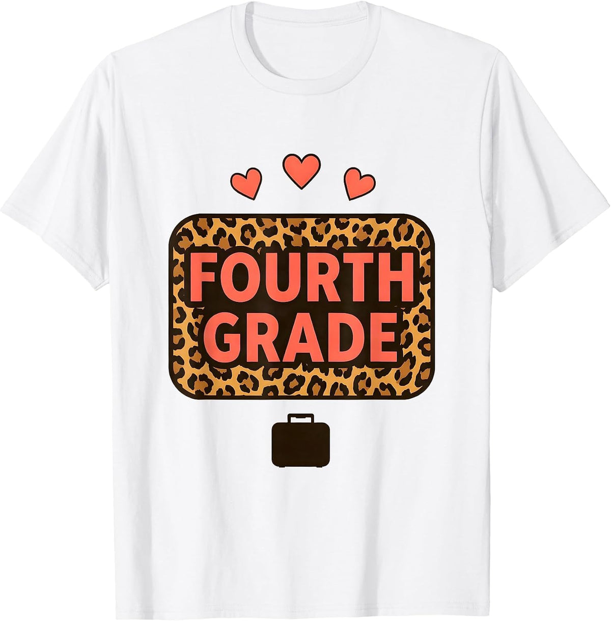 Men's Fourth Grade Coral Leopard Back To School Teacher Girl T-Shirt - White
