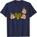 Hanukkah Hedgehogs Chanukah Jewish Men Women Kids Boys Girl T-Shirt - Navy Blue