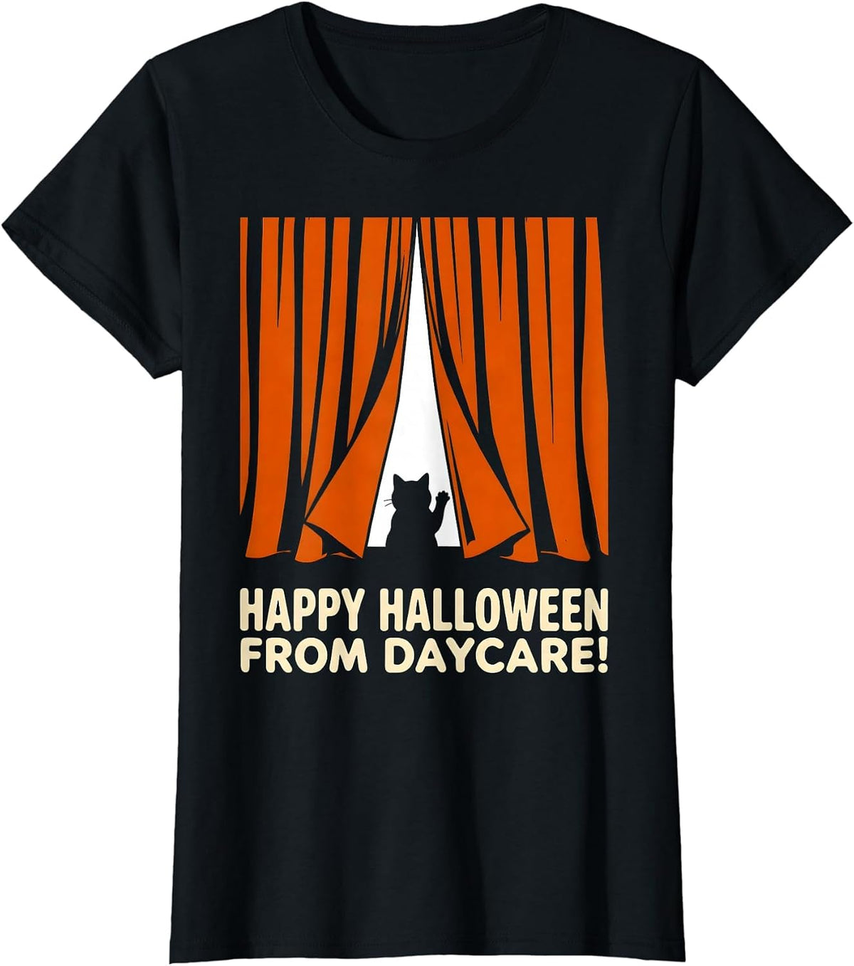 Women's Happy Halloween From Daycare Playful Preschool Teacher T-Shirt - Black
