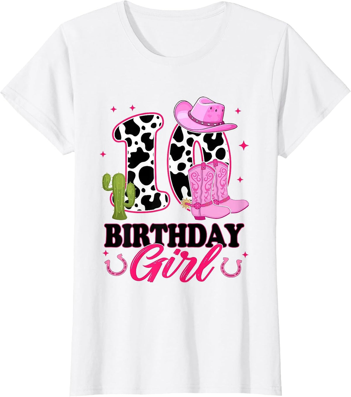 10th Birthday Girl Rodeo Western 10 Year Old Cowgirl T-Shirt - White