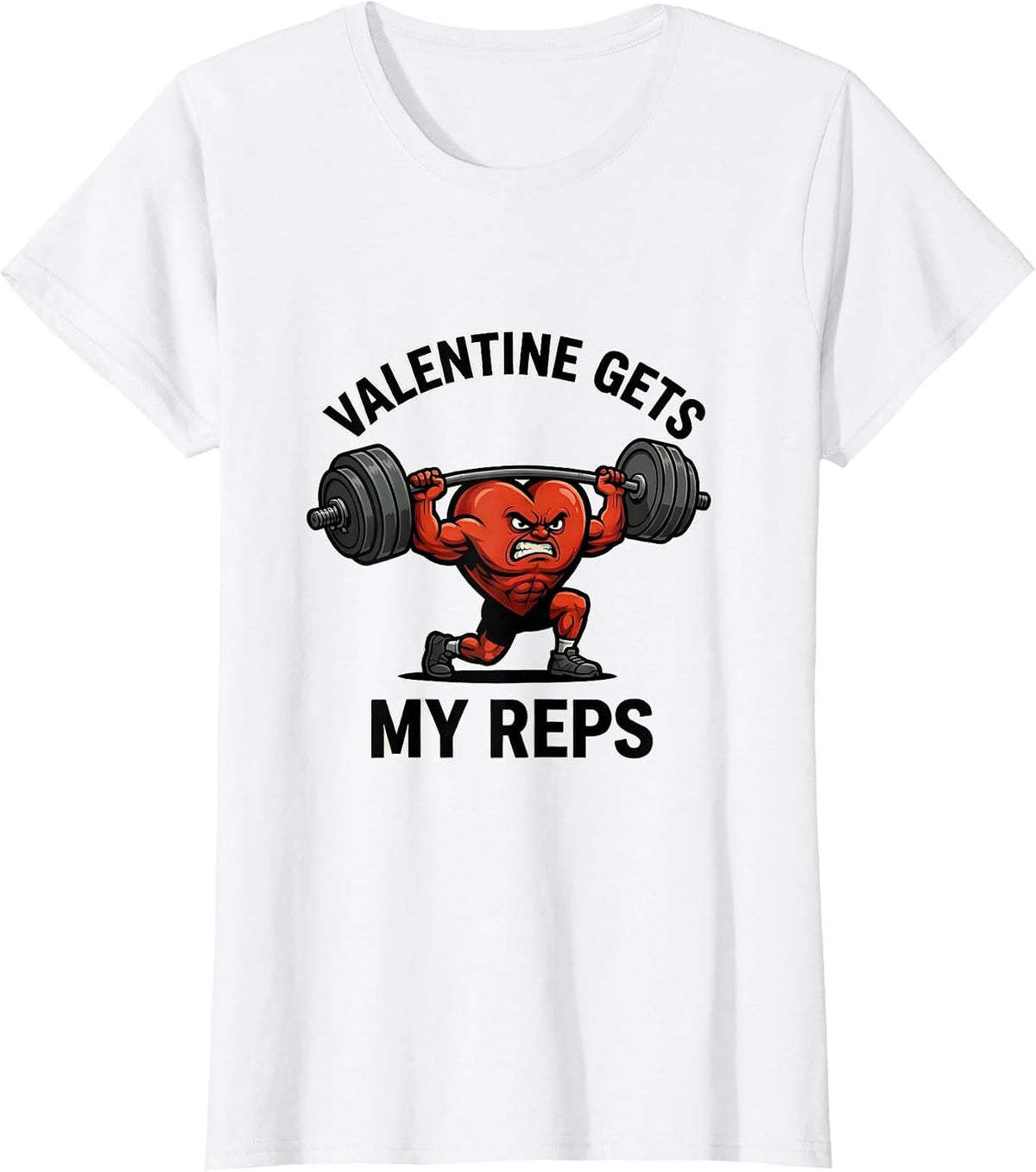 Women's Valentine Gets My Reps Funny Gym Heart Weightlifting T-Shirt - White
