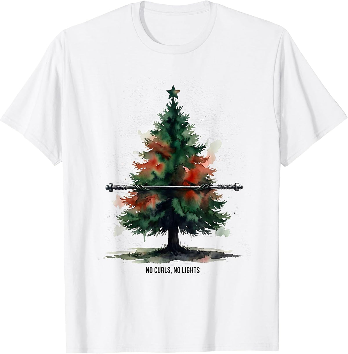 Men's No Curls No Lights Funny Gym Humor Christmas Workout T-Shirt - White