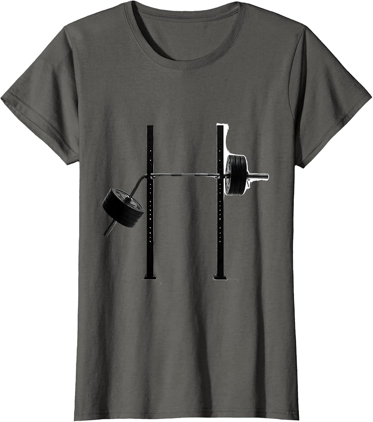 Women's Bent Barbell Funny Gym Workout Humor T-Shirt - Asphalt Grey