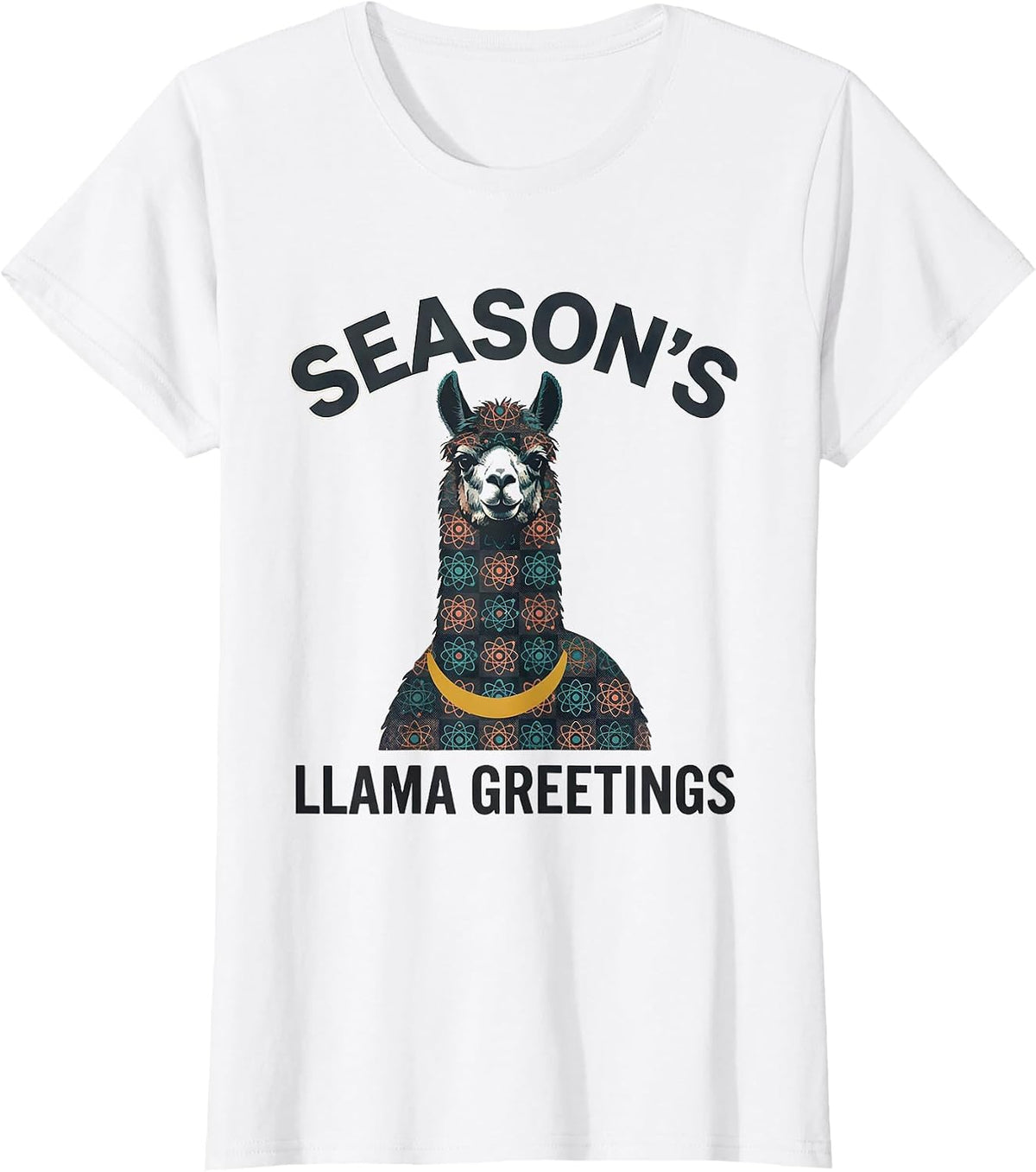 Season's Llama Greetings Funny Christmas Llama Lover Gift T-Shirt - White